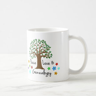 Peace Love Généalogie Family Tree Fun Cadeau Mug
