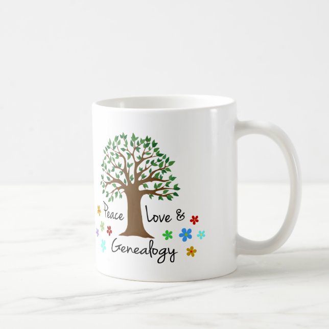 Peace Love Généalogie Family Tree Fun Cadeau Mug (Droite)
