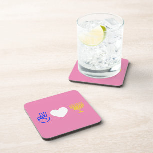 Peace Love & Hanoukka dessous de verre en plastiqu