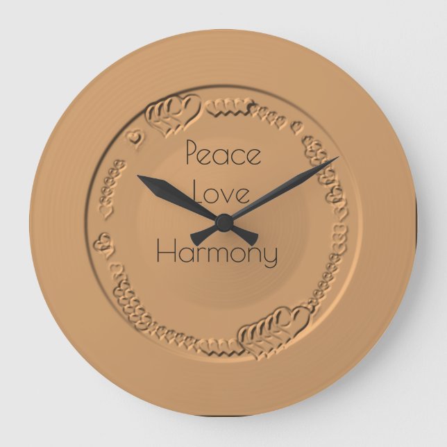 Peace Love Harmony Texte sur horloge or (Recto)
