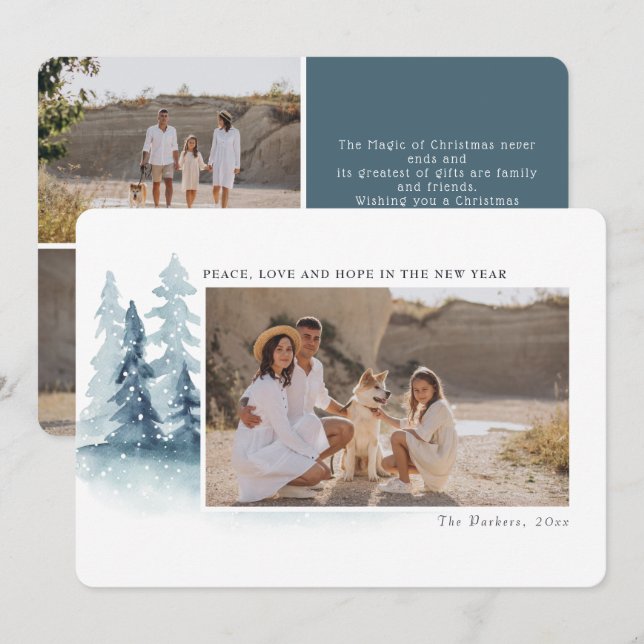Peace Love Hope | Carte photo de Noël (Devant / Derrière)