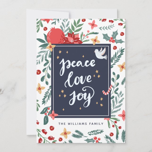 Peace Love Joy | Carte de vacances photo (Devant)