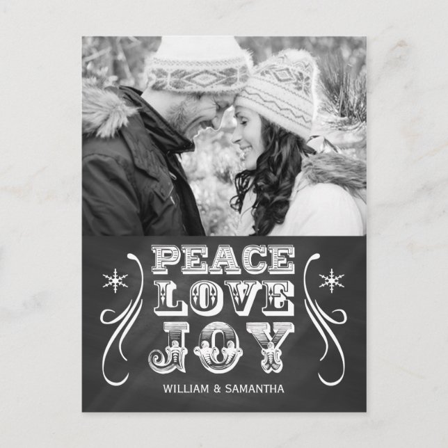 Peace Love Joy Chalkboard Carte postale (Devant)