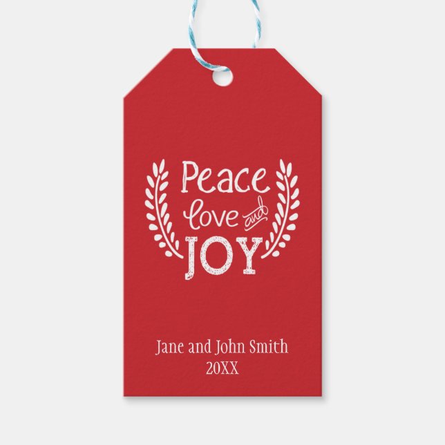 Peace Love Joy | Étiquette cadeau de vacances (Devant)