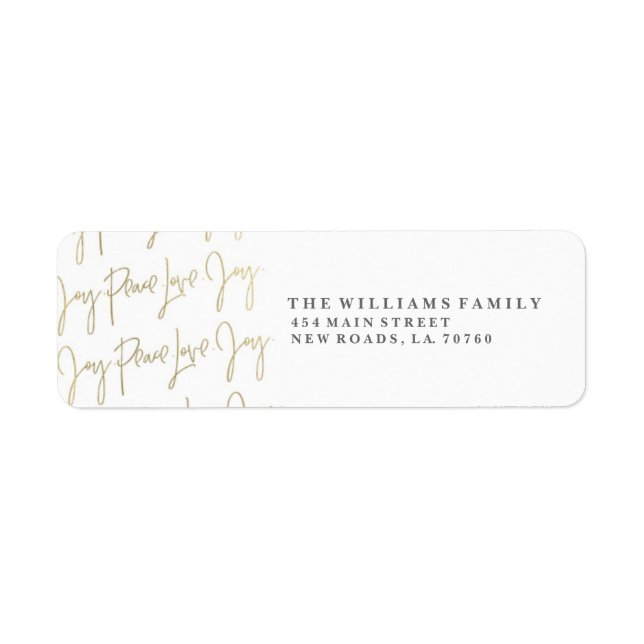 Peace Love Joy Étiquettes de Noël | Or (Devant)