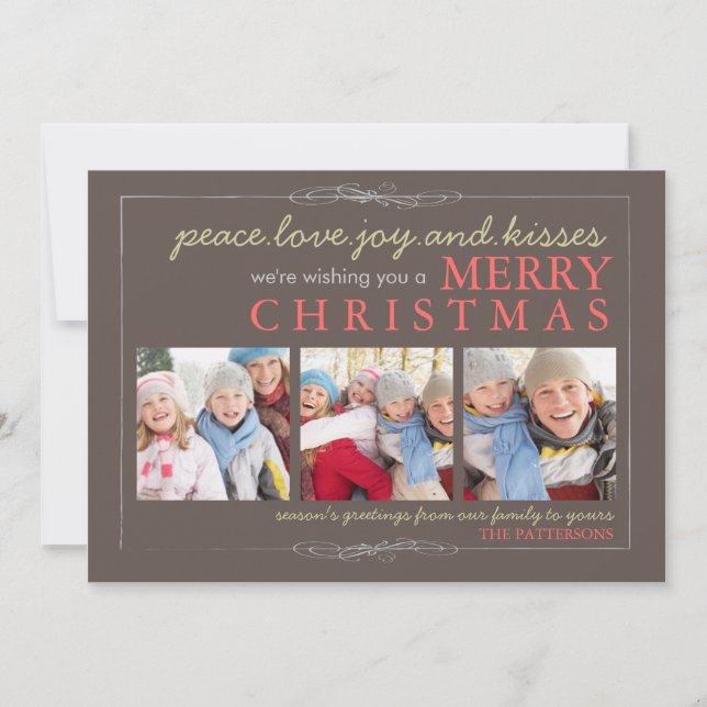 Peace Love Joy Famille Joyeux Carte photo de Noël (Devant)