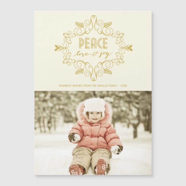 Peace Love Joy Gold Vintage Deco Foliage Photo (Devant)