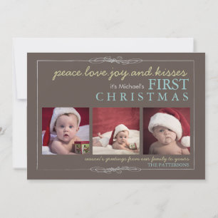 Peace Love Joy Le premier Carte photo de Noël du b
