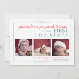 Peace Love Joy Le premier Carte photo de Noël du b