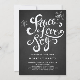 Peace, Love & Joy Rustic Holiday Party Invitation