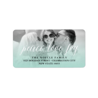 Peace Love Joy Script Holiday Photo Étiquettes de