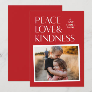 Peace Love & Kindness Holiday Carte photo de Noël