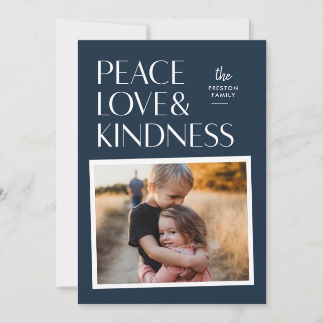 Peace Love & Kindness Holiday Carte photo de Noël (Devant)