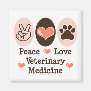 Peace Love Magnet de médecine vétérinaire