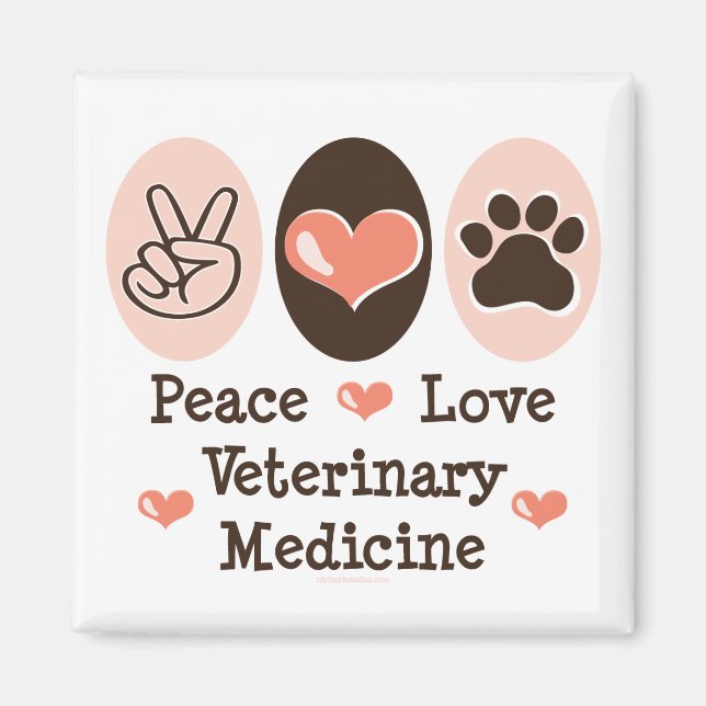 Peace Love Magnet de médecine vétérinaire (Devant)