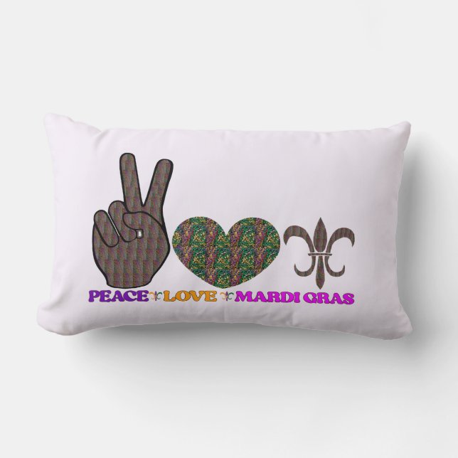 Peace Love Mardi Gras Lance Oreiller (Recto)