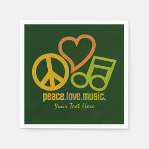 Peace Love Music serviettes en papier personnalisé