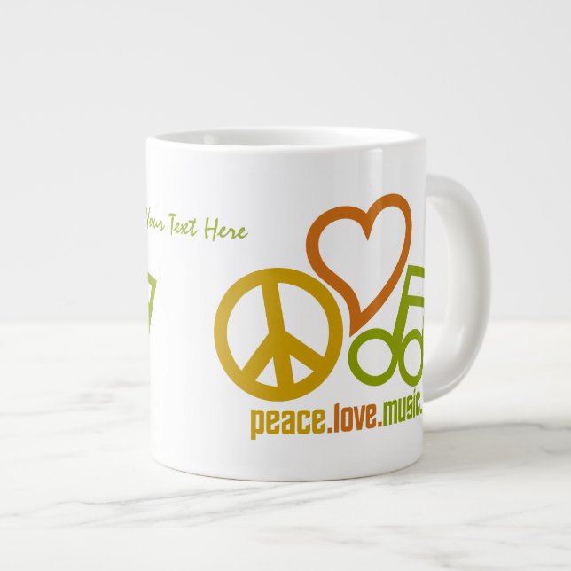 Peace Love Music tasses personnalisées (Devant droit)