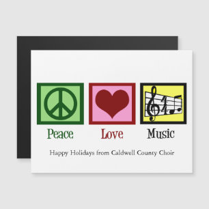 Peace Love Musique Custom Christmas Magnet Card