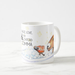 Peace, Love, & Oxford Comma (Chèvre baignante) Mug