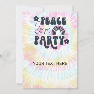 Peace Love Party Anniversaire Invitation 