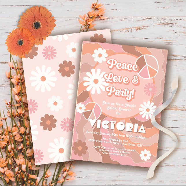 Peace Love & Party Hippie Party Invitation (Créateur téléchargé)
