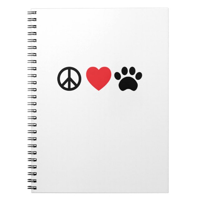 Peace Love Paw Spiral Carnet (Devant)