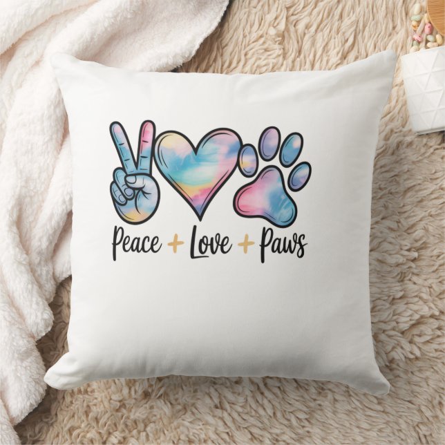 Peace Love Paws Coussin - Louveur d'animal de comp (Couverture)