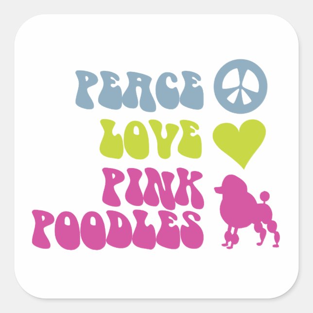 Peace Love Pink Poodles stickers (Devant)