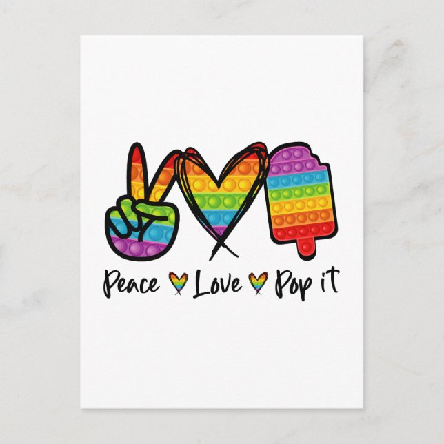 Peace Love Pop It Cartes Postales, Rainbow Pop It (Devant)