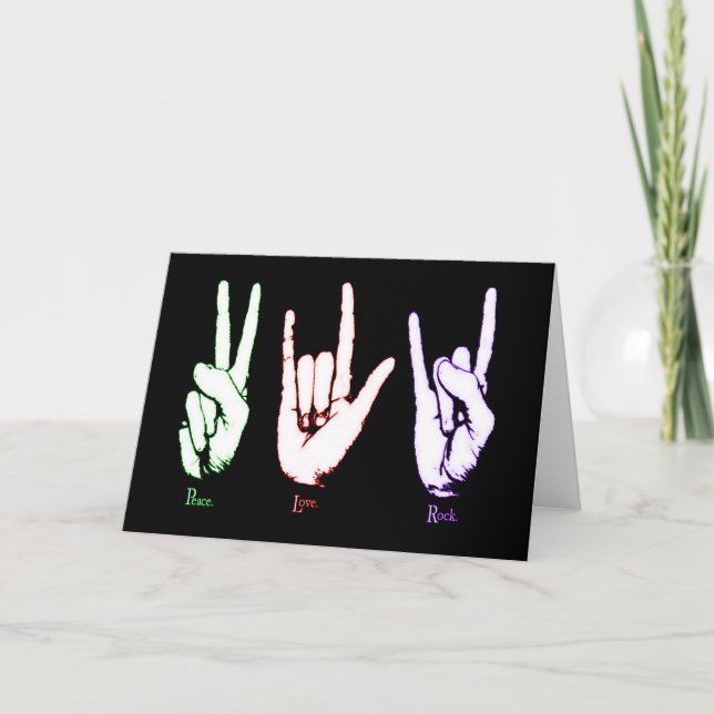 Peace Love Rock Sign Language Carte de voeux (Devant)