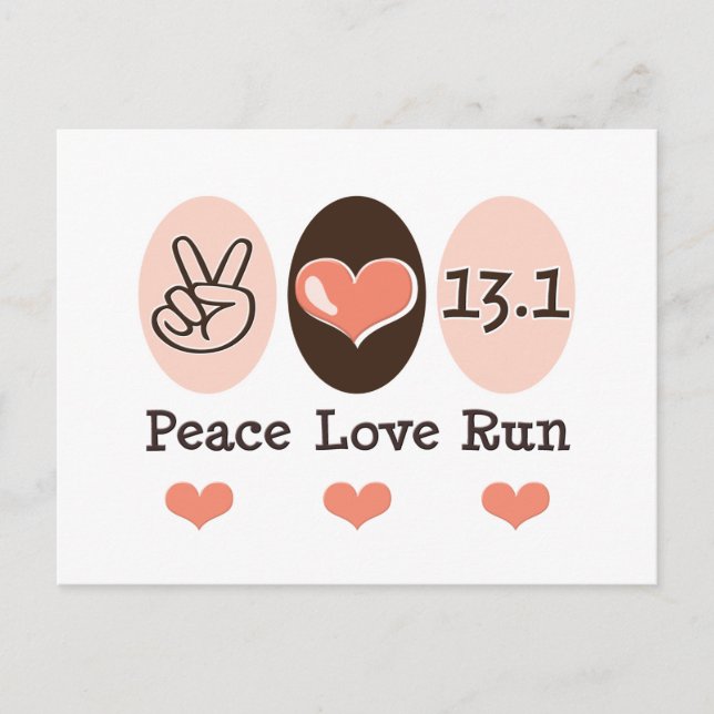 Peace Love Run 13.1 Carte postale (Devant)