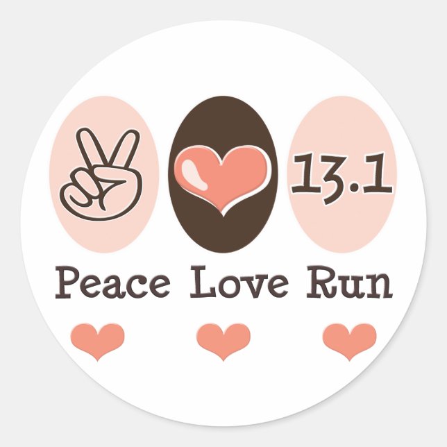 Peace Love Run 13.1 Sticker à demi-marathon (Devant)