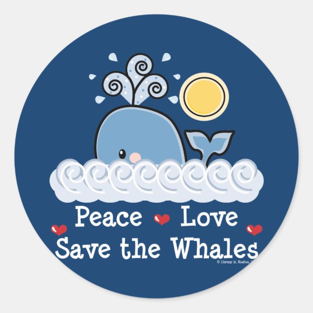 Peace Love Save The Whales Stickers (Devant)