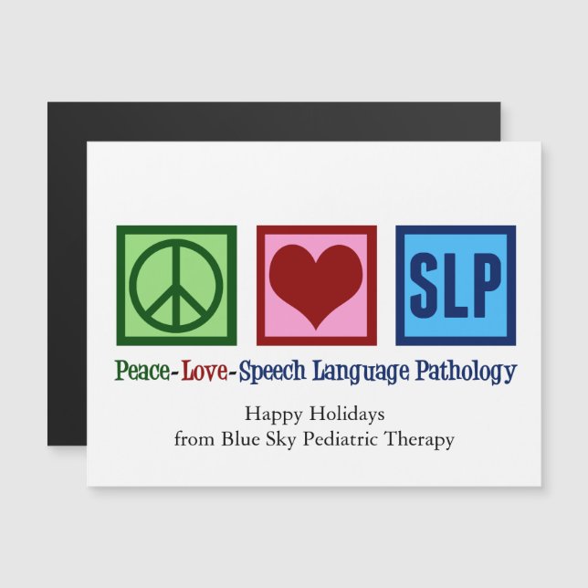 Peace Love SLP Voix Langue Pathologie Magnet (Devant / Derrière)