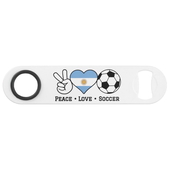 Peace Love Soccer Argentina Barre Clé (Devant (Horizontal))