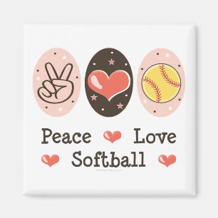 Peace Love Softball Magnet