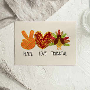Peace Love Thanksgiving carte Parties scintillant