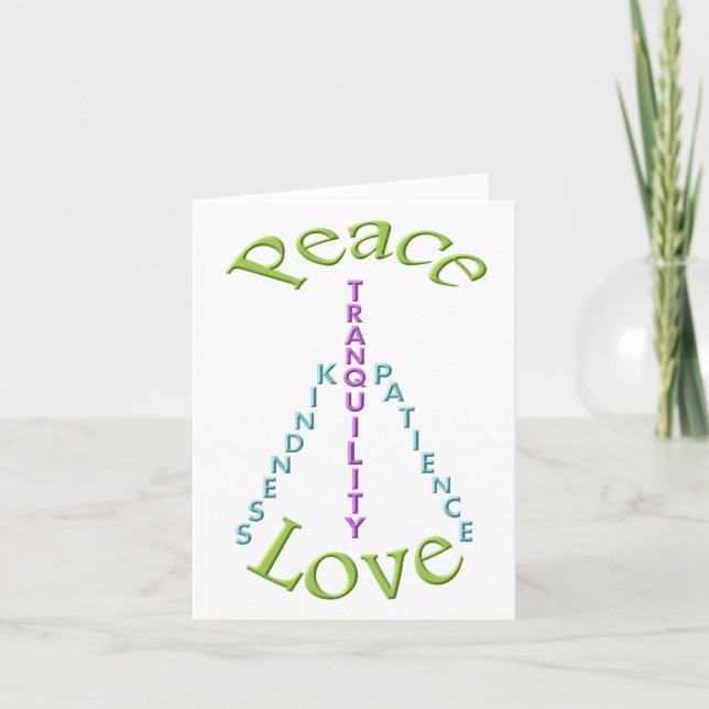 Peace love tranquilité gentillesse Note Cartes (Devant)