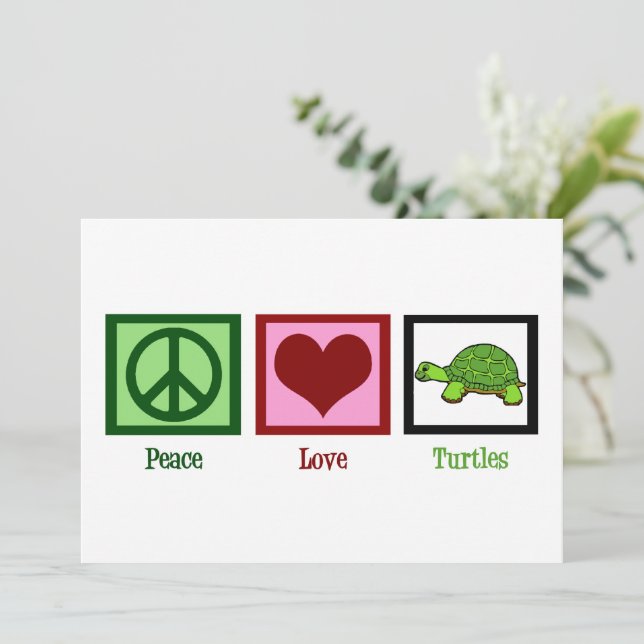 Peace Love Turtles mignonne Turtle Card (Debout devant)