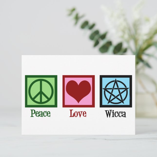 Peace Love Wicca Pentacle Wiccan Card (Debout devant)