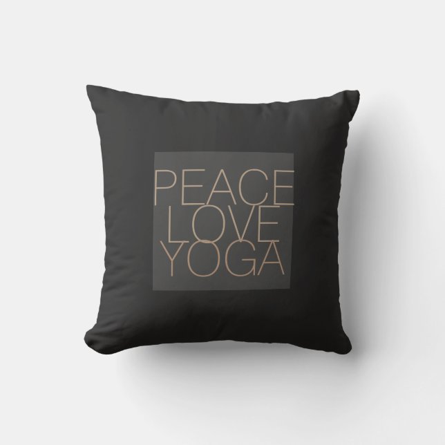 peace love yoga citation coussin sur gris (Recto)