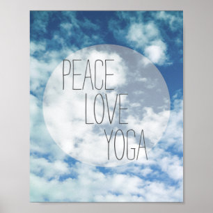 peace love yoga poster un texte sur le ciel bleu