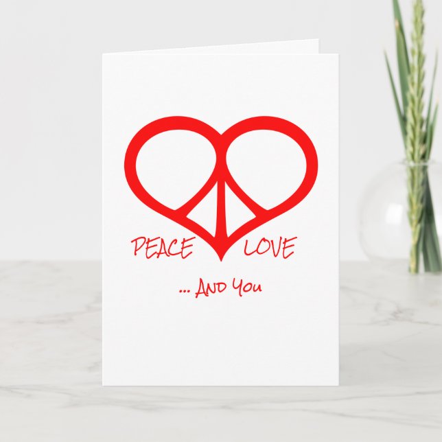 Peace Love & You Carte Saint Valentin (Devant)