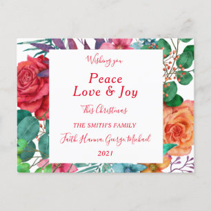 Peace Loy Joy Joyeux Noël de famille Carte postale