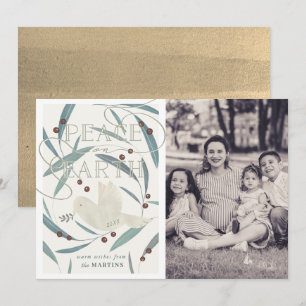 Peace on Earth Dove Cream Photo Carte de Noël