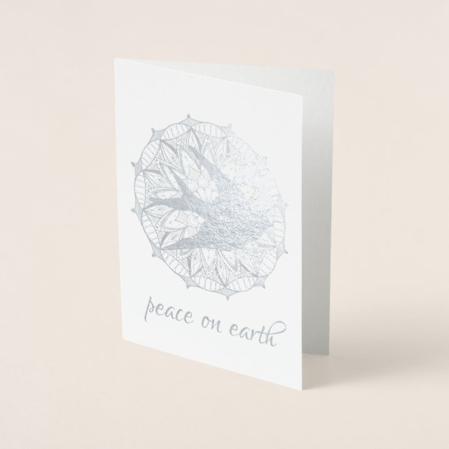 Peace on Earth Dove Mandala FOIL Carte de vacances (Devant)
