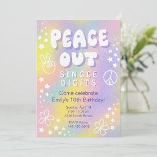 Peace Out Chiffres simples Invitation Anniversaire