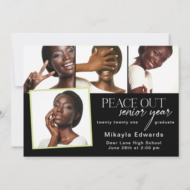 Peace Out Senior Year Graduation Photo Invitation (Devant)