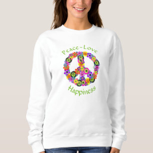 Peace Sign Love & Happiness sur le Sweatshirt blan